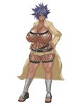  anko_mitarashi breasts coat dark_skin forehead_protector hand_on_hip hips huge_breasts jewelry kings3552 large_breasts mitarashi_anko naruto navel necklace nipples nude open_clothes plump purple_hair yellow_eyes 