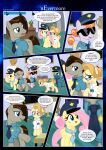 absurd_res alice_goldenfeather_(estories) badge classes clothing cutie_mark dialogue discord_(mlp) disguise ears_down ears_up earth_pony equid equine estories female feral fluttershy_(mlp) folded_wings friendship_is_magic frown glancing_back group hasbro hi_res horse inside internal_dialogue male mammal museum my_little_pony mythological_creature mythological_equine mythology necktie open_mouth pegasus pivoted_ears pony raised_leg shirt smile thought_bubble topwear wings