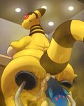  ambiguous_gender ampharos anal anthro anus big_butt blush breasts butt deep_rimming facesitting fart female looking_back nintendo oral overweight pok&eacute;mon pussy rikuaoshi rimming sex simple_background size_difference typhlosion video_games 