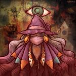  1girl drawcia eye female kirby_(series) nintendo purple_hair solo very_long_hair witch witch_hat 