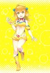  :d bare_shoulders beret c.c._lemon c.c._lemon_(character) hat long_hair midriff navel open_mouth orange_hair original smile solo standing standing_on_one_leg touyama_sabu 