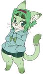  cat furry glasses green_eyes green_hair midori_(nakagami_takashi) nakagami_takashi short_hair 