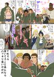  6+boys akihiro_altland amano_jack_(paradise_jack) arm_sling atra_mixta black_hair blonde_hair blue_eyes breasts brown_hair chad_chadan cleavage comic commentary dark_skin dark_skinned_male earrings eugene_sevenstark green_eyes gundam gundam_tekketsu_no_orphans heart heart_earrings highres hush_middy jacket jewelry kudelia_aina_bernstein lafter_frankland large_breasts long_hair merribit_stapleton mikazuki_augus multiple_boys multiple_girls nadi_yukinojou_kassapa norba_shino orga_itsuka short_hair short_shorts shorts thighhighs translated twintails 