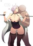  1girl 2017 absurdres ah-lyong_lee ahegao artist_name bald bar_censor bdsm breast_grab breasts censored chain choker clothed_female_nude_male corset cum cum_in_pussy dated dungeon_and_fighter female_slayer_(dungeon_and_fighter) from_behind grabbing groping hetero highres jewelry kiss lavender_hair necklace nipples nude overflow red_eyes restrained saliva sex short_hair skindentation standing standing_sex sword_master_(dungeon_and_fighter) trembling vaginal 