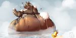  &lt;3 2015 bathing big_butt bottle butt hippopotamus huge_butt hyper hyper_butt julian_(kazecat) looking_back lotion male mammal mangoicy nude orgasm overweight rubber_duck sitting smile soap solo steam tiled_floor tongue tongue_out water wet 