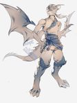  anthro clothed clothing dragon hair horn kardie male sketch smile solo standing watermark wings 