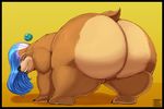  all_fours ass_up bear big_butt butt facial_piercing female hair huge_butt looking_at_viewer looking_back mammal mangoicy_(character) nude orb piercing presenting presenting_hindquarters pussy seductive simple_background solo soulman1 thick_thighs wide_hips 