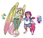  anthro blue_eyes clothed clothing duo earthsong9405 equine feathered_wings feathers female fluttershy_(mlp) friendship_is_magic hair hooves mammal my_little_pony pegasus pink_hair pinkie_pie_(mlp) wings 