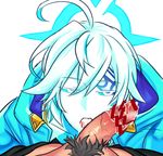  2boys ainchase_ishmael blue_eyes cum cum_in_mouth elsword erection fellatio looking_at_viewer male_focus multiple_boys open_mouth penis pov pubic_hair silver_hair solo_focus tagme tongue tongue_out toumato white_skin yaoi 
