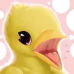  2017 absurd_res anthro avian beak bird feathers female hi_res pink_eyes simple_background solo thousandfoldfeathers vanilla_(canary) 
