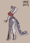  2017 anthro armpits breasts chest_tuft clothed clothing feline female fur grey_fur jingx1 leopard lingerie looking_at_viewer mammal open_mouth pinup pose simple_background slightly_chubby smile snow_leopard solo spots spotted_fur standing tuft underwear white_fur 