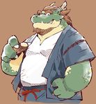  anthro brown_hair dragon eastern_dragon facial_hair goatee hair horn kemono pcste5fje scalie smile smirk ガロウ好き 