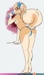  2017 anthro blush bone breasts butt canine clothed clothing dog female fur green_eyes hair licking mammal nipples open_mouth panties pomeranian rika rika_(character) simple_background solo standing tongue tongue_out topless toy underwear 
