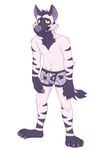  anthro barefoot boxer_briefs clothed clothing hyena lock-wolf male mammal slim solo standing tenting tight_clothing topless underwear 