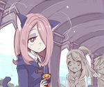  3girls akko_kagari cat_ears hair_over_one_eye little_witch_academia long_hair lotte_yanson multiple_girls sucy_manbabalan tail 