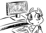  anthro caitlin_vison clothed clothing computer desk digital_media_(artwork) disney embarrassed fan_character female inkyfrog keyboard looking_back mammal monitor mustelid polecat solo sweat video_games warcraft zootopia 
