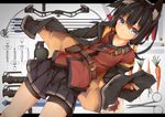  animal_ears arrow bangs belt bike_shorts black_hair black_jacket black_skirt blue_eyes blush bow_(weapon) carrot closed_mouth commentary_request compound_bow dutch_angle eyebrows_visible_through_hair flashbang fox_ears fox_girl hair_between_eyes hand_up jacket letterboxed long_hair looking_at_viewer open_clothes open_jacket original pleated_skirt shorts shorts_under_skirt skirt solo sword syringe test_tube thighs weapon yadokari_(migihashi) 