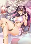  bad_id bad_pixiv_id bangle black_hair bloomers blurry bra bracelet breasts cleavage commentary_request demon_girl demon_horns demon_wings depth_of_field horns jewelry large_breasts legs lirshana long_hair long_legs maou_no_hajimekata official_art shintou solo succubus thighs underwear underwear_only wings 