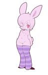  artist_request flat_chested furry one_eye_closed pussy rabbit red_eyes short_hair stocking 