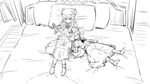  ascot bed bespectacled book curtains glasses greyscale hat leon_(mikiri_hassha) long_hair mob_cap monochrome multiple_girls on_bed pajamas patchouli_knowledge petting pillow reading remilia_scarlet sitting sitting_on_bed sketch sleeping sleeping_on_person touhou very_long_hair window 