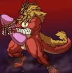  anthro dragon eastern_dragon hyper hyper_penis kemono male muscular penis scalie solo yabuinu 