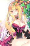  blonde_hair blush breasrs breasts cleavage dress large_breasts long_hair touhou yakumo_yukari yellow_eyes 