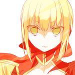  1girl blonde_hair epaulettes fate/extra fate_(series) green_eyes ribbon saber_extra 