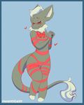  &lt;3 anthro blush hair male puccaruu ribbons smile solo standing unknown_species 