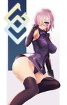  adjusting_eyewear arm_support armor armored_dress black_legwear breasts fate/grand_order fate_(series) glasses hair_over_one_eye highres hips large_breasts legs lying mash_kyrielight on_side purple_hair red-framed_eyewear short_hair solo thighhighs thighs youta 