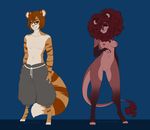  anthro breasts clothed clothing duo feline female looking_at_viewer male mammal nipples nude puccaruu pussy smile standing 