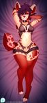  anthro clothing collar female hyena looking_at_viewer lying mammal on_back panties puccaruu smile solo underwear unzipped wide_hips 