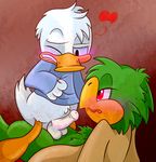  2017 anal avian balls beak bird blush clothed clothing disney donald_duck duck duo feathers jos&eacute;_carioca male male/male parrot parrotandcock penis sex simple_background the_three_caballeros 