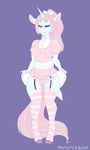  anthro clothed clothing equine female hair horn looking_at_viewer mammal puccaruu smile solo standing teeth unicorn wide_hips 