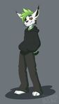  anthro clothed clothing feline fur hair hoodie looking_at_viewer lynx male mammal puccaruu smile solo standing 
