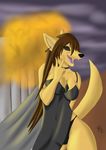  anthro aventis_vixxx breasts building canine choker clothing explosion female fox hybrid jewelry loose_clothing mammal outside red_eyes solo underwear wolf 