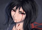  black_hair blood blood-c blood_from_mouth blood_on_face grey_background kisaragi_saya miura-n315 ponytail red_eyes serious sketch solo vampire 