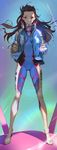  acronym animal_print artist_name ass_visible_through_thighs blue_bodysuit blue_jacket bodysuit boots breasts breasts_apart brown_eyes brown_hair bunny_print closed_mouth d.va_(overwatch) emblem eyelashes facepaint facial_mark floating_hair floral_print full_body hands_in_pockets headphones highres jacket knee_pads legs_apart letterman_jacket logo long_hair long_sleeves mecha medium_breasts meka_(overwatch) open_clothes open_jacket overwatch pilot_suit ribbed_bodysuit skin_tight smile solo standing thigh_boots thigh_strap thighhighs turtleneck whisker_markings white_footwear wind yang-do 