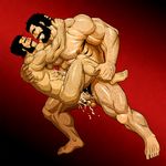  abs anal bara beard blush body_hair cum cum_in_ass cum_while_penetrated facial_hair lifting muscle orgasm pecs penetration sex size_difference thrusting x-man yaoi zelo-lee 