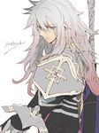  armor balmung_(fate/apocrypha) blue_eyes fate/apocrypha fate/grand_order fate_(series) long_hair looking_at_viewer male_focus sanshi siegfried_(fate) solo white_background white_hair 