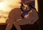  2boys abs bara cum erection grab handjob male_focus multiple_boys muscle nude outdoors pecs penis sitting smile the_legend_of_avatar the_legend_of_korra yaoi zelo-lee 