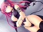  ayase_hazuki bracelet breasts choker cleavage crossed_arms demon_girl demon_tail demon_wings firika_mia_shatana highleg highleg_panties jewelry large_breasts long_hair nukidoki! panties purple_eyes red_hair solo tail thong underwear wings 