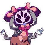  animated anthro arachnid arthropod black_hair clothed clothing cup digital_media_(artwork) diives fangs female hair hair_ribbon insect low_res muffet multi_arm multi_eye multi_limb ribbons simple_background smile solo spider standing teacup teapot undertale video_games white_background wide_hips 