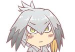  :| bangs blush_stickers chibi closed_mouth collared_shirt expressionless eyebrows eyebrows_visible_through_hair eyelashes feathered_wings feathers flat_color green_eyes grey_hair grey_shirt gyate_gyate hair_between_eyes head_wings ikiyouz kemono_friends long_hair looking_at_viewer low_ponytail meme multicolored_hair necktie orange_hair pocket sanpaku shirt shoebill_(kemono_friends) short_sleeves side_ponytail solo transparent_background tsurime two-tone_hair upper_body v-shaped_eyebrows white_neckwear wings 