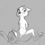  anthro arctic_fox black_and_white blush canine claws disney embarrassed female fox fur hands_behind_back mammal monochrome nude paws pillow reclining replytoanons skye_(zootopia) solo spread_legs spreading wide_eyed zootopia 