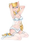  2017 anthro armpits beauty_mark blonde_hair breasts cleavage clothed clothing equine fan_character female footwear freckles garter_belt garter_straps hair harmoniousrain high_heels horse kneeling lace_heart_(oc) legwear lingerie mammal my_little_pony piercing pony pose shoes solo stockings 