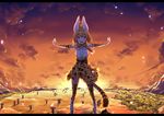  :d animal_ears animal_print backlighting bangs blonde_hair blouse blush boots breasts commentary_request elbow_gloves eyebrows_visible_through_hair gloves high-waist_skirt highres kemono_friends legs_apart letterboxed light_particles looking_at_viewer md5_mismatch medium_breasts open_mouth outdoors outstretched_arms savannah serval_(kemono_friends) serval_ears serval_print serval_tail short_hair skirt sleeveless smile solo standing sunset tail thighhighs ugume white_blouse yellow_eyes 