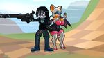  2017 anthro bat big_breasts breasts cleavage clothed clothing dreamcastzx1 duo fan_character female gun huge_breasts male mammal ranged_weapon rifle rouge_the_bat segainfinity sonic_(series) weapon 