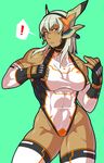  1girl breasts elbow_gloves female gloves hutago muscle muscular_female orange_eyes solo white_hair 