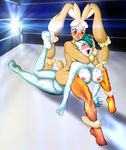  &lt;3 &lt;3_eyes 2015 absurd_res anthro anthrofied arched_back blush breast_grab breasts clothing duo female fighting_ring gardevoir grabbing_from_behind green_hair hair half-closed_eyes hand_on_breast headlock hi_res kiss_mark legwear lens_flare lopunny mostly_nude nintendo nipples nude open_mouth pok&eacute;mon purple_eyes red_eyes slirve2 stockings sweat tears thigh_highs tongue tongue_out video_games wrestling 