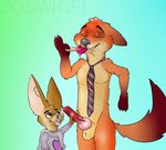  animal_genitalia animal_penis canine canine_penis clothed clothing cum cum_on_face disney fellatio fennec finnick fox invalid_tag joswigei knot male male/male mammal nick_wilde nude oral pants_down partially_clothed pawpsicle penis red_fox sex simple_background zootopia 